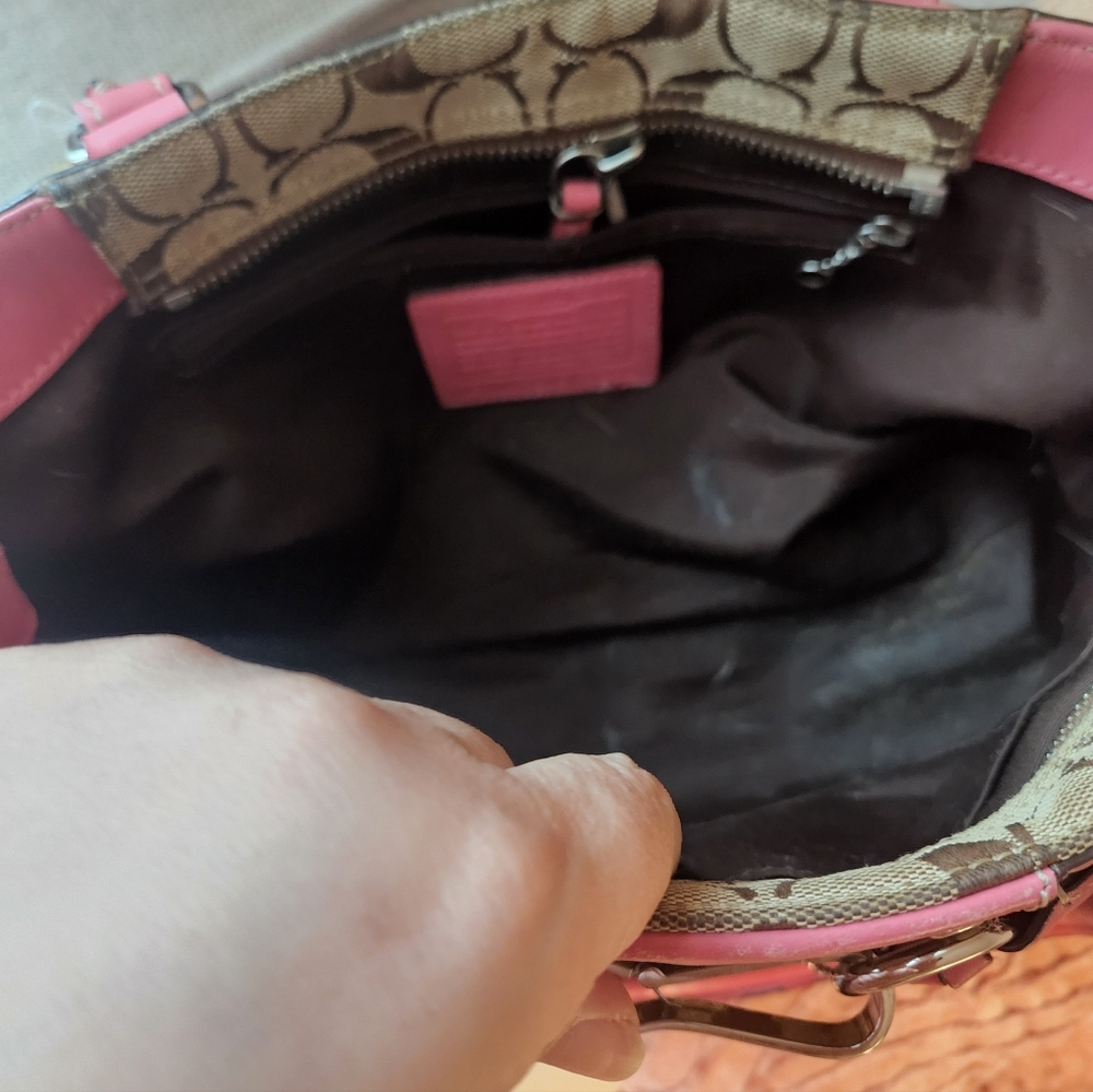 Coach Y2k Vintage  Signature Canvas Tote Bag - Pink and Brown - Picture 9 of 9